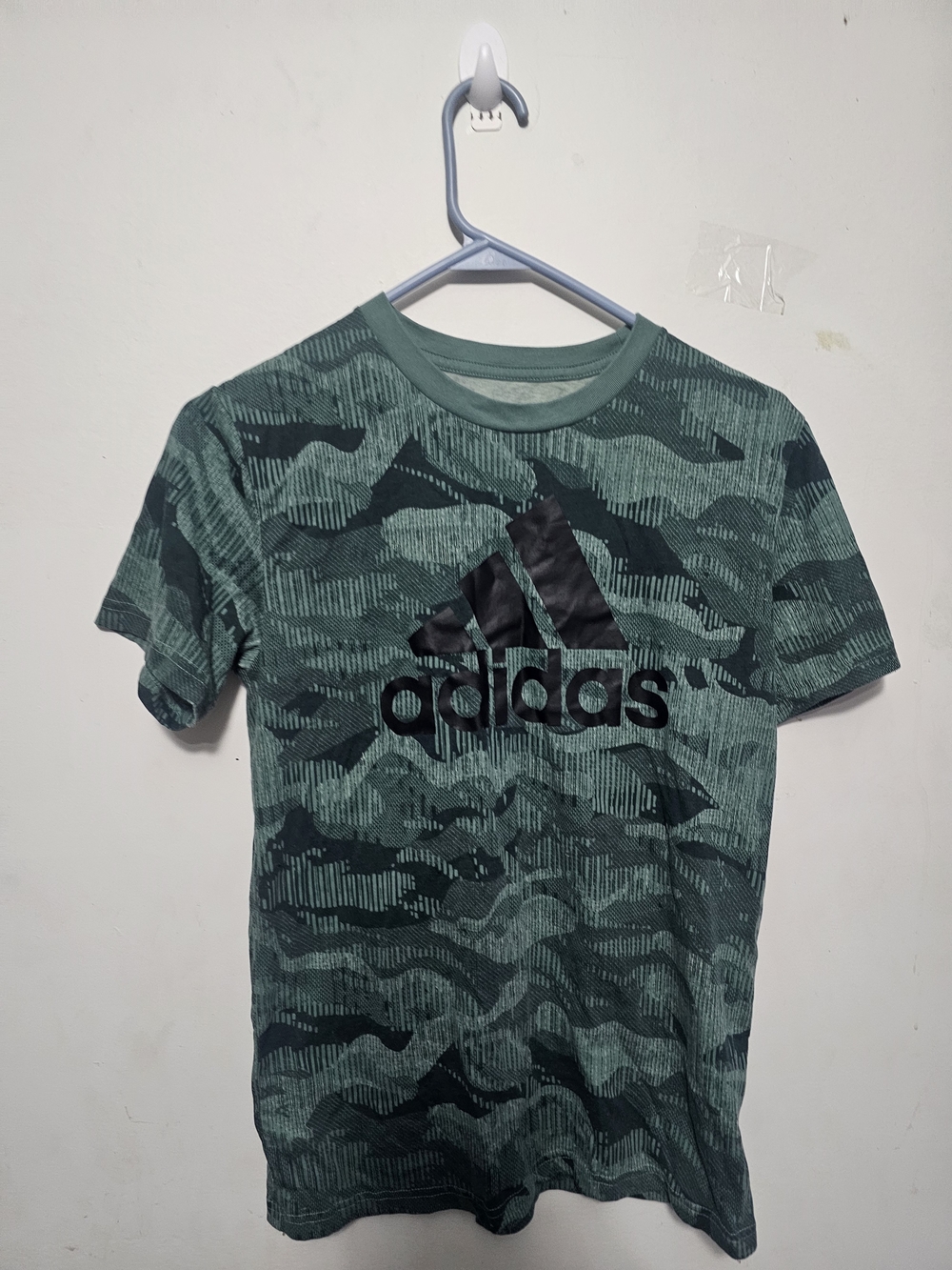 adidas Kids' Green Camo Logo Tee